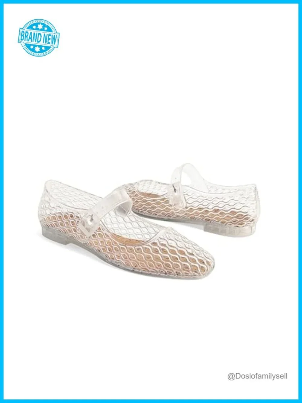 Jelly Mary Jane Ballet Flats Square Toe Buckle Women Beach Jellies